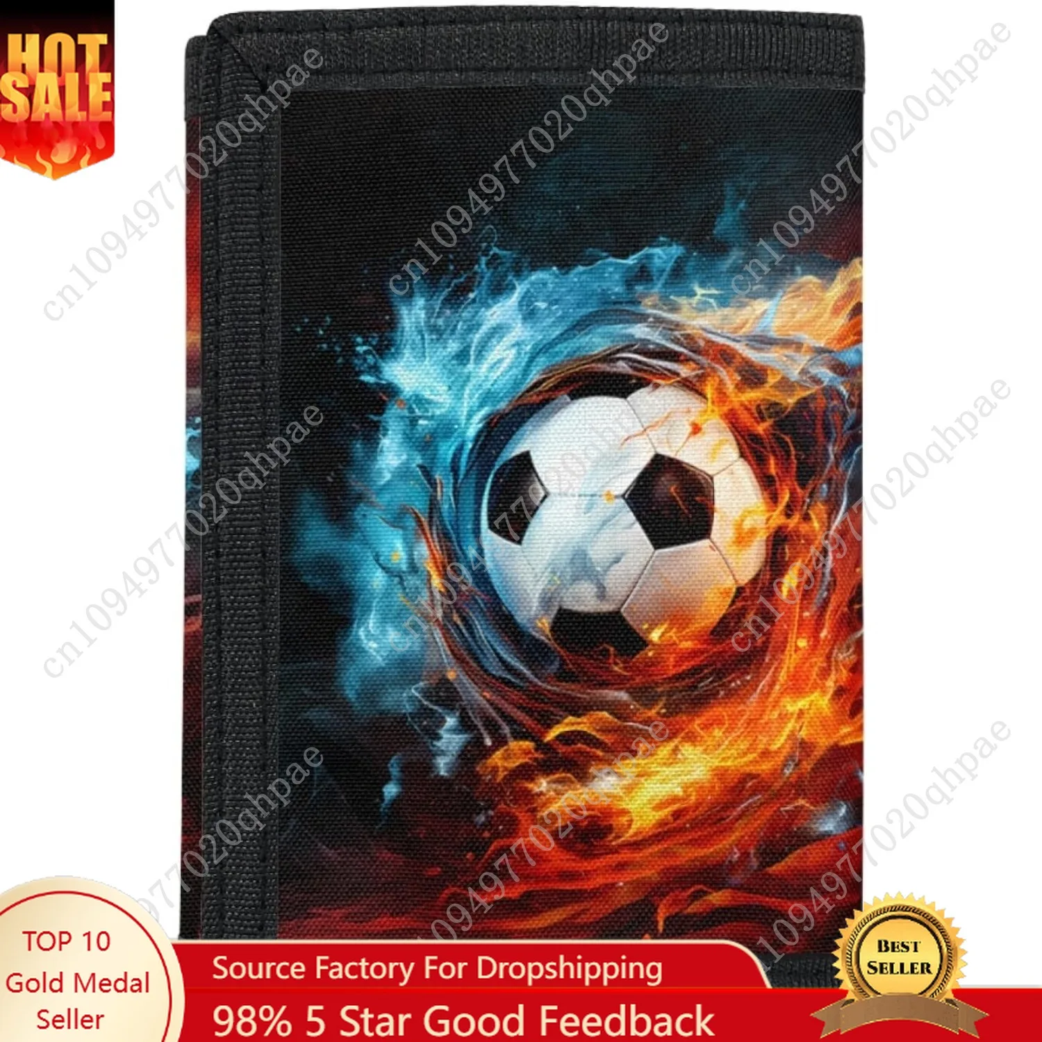 FUSURIRE النار المياه كرة القدم الاطفال محفظة ثلاثية الطي للبنين كول طفل المحفظة الهدايا ثلاثي أضعاف الرياضة في الهواء الطلق محفظة عملة بطاقة الهوية