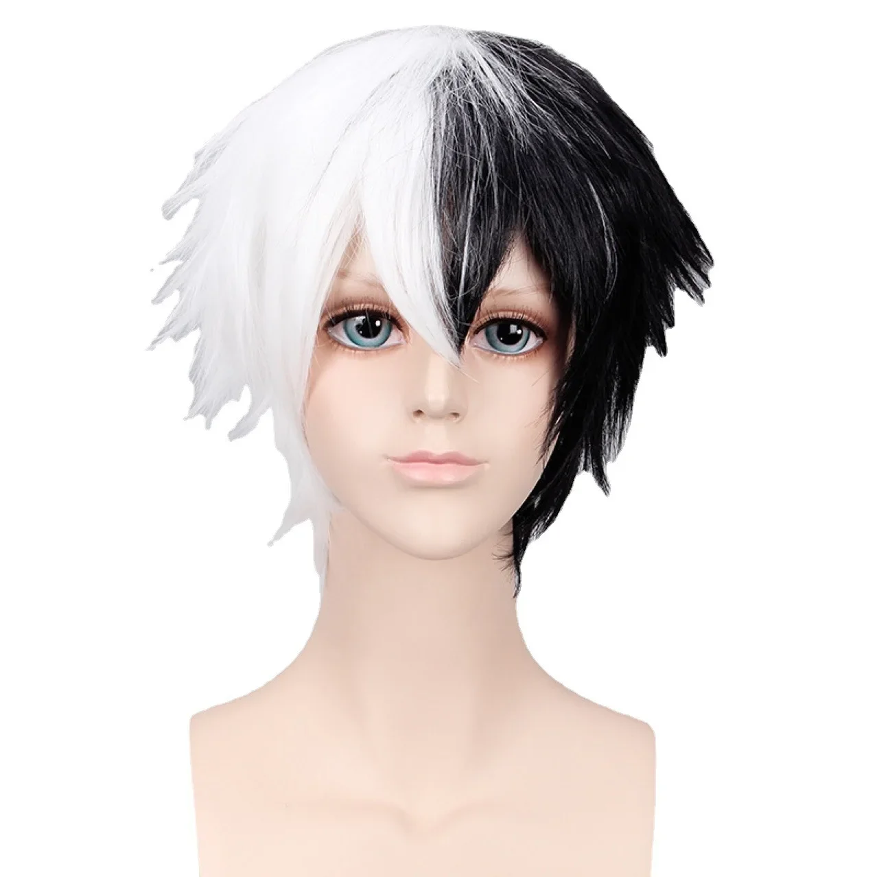 Bullet Theory Breaks COS Wig Manufacturer Direct Sales Black & White Bear Gradient Short Hair Men's Anime Wig