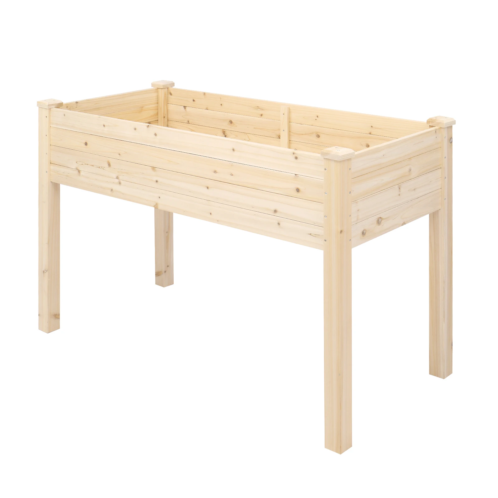 119×57×76cm Elevated Wood Raised Garden Bed with Legs, Natural Fir Wooden Elevated Planter Box for Vegetables Flowers Herbs Backyard Patio Gardening