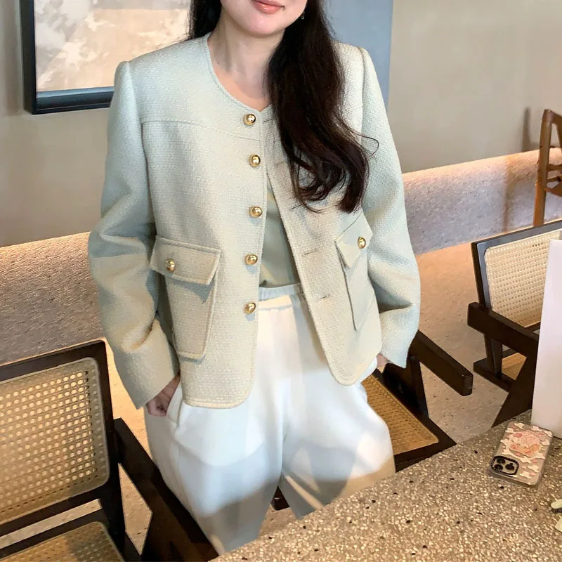 2024 Spring New Green Fashionable Fragrant Style Suit Coat Women's High Quality Blazers