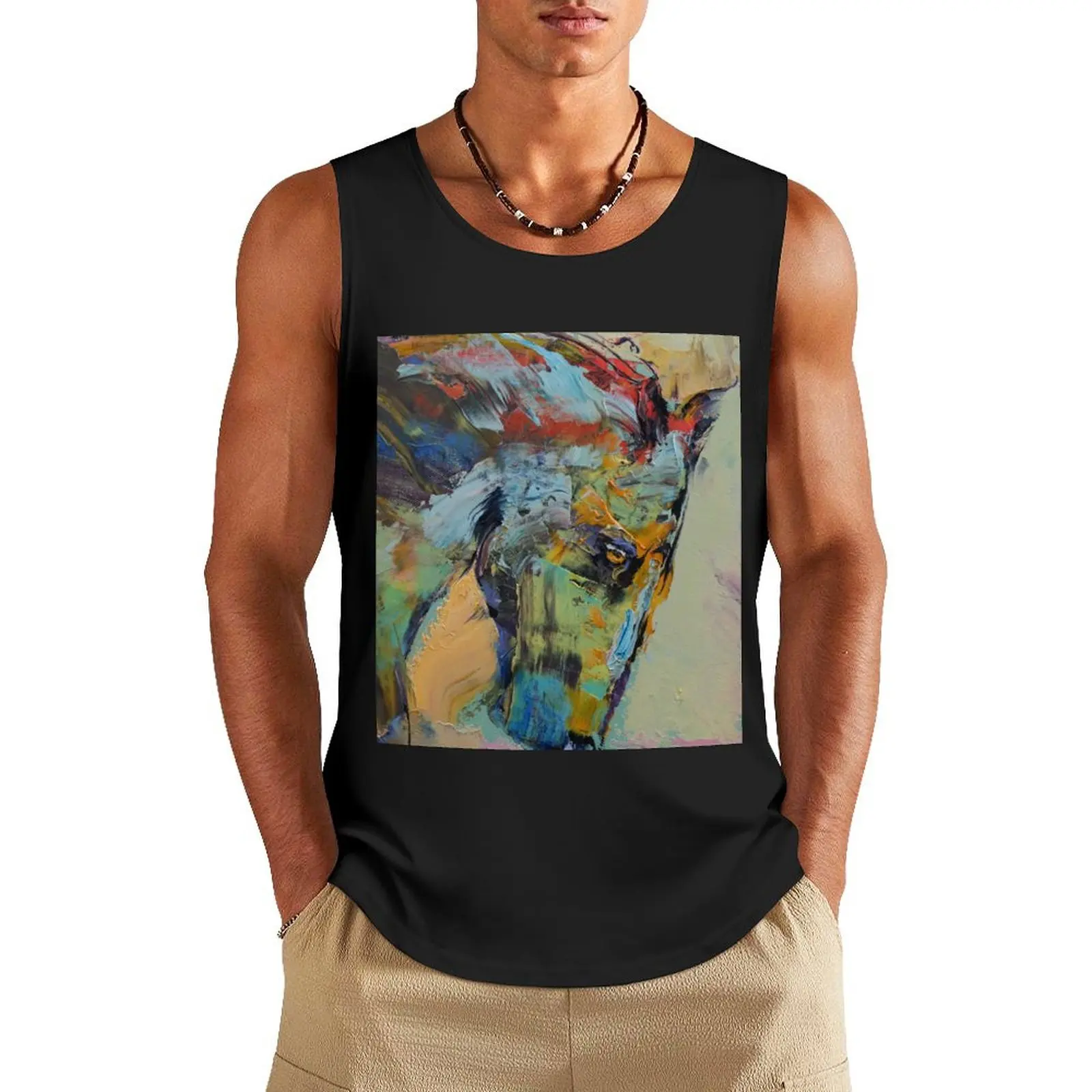 

Horse Study Tank Top Men's vest Men sleeveless tee sleeveless Men's t-shirts Top summer