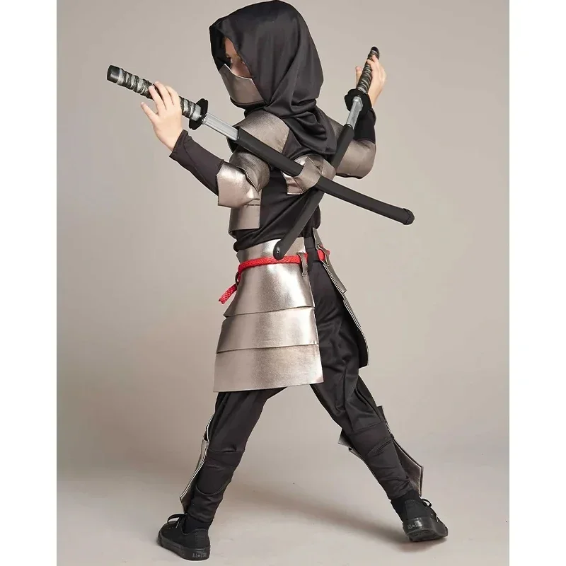 New children Dragon Ninja cosplay costume Boys classic silver ninja costume Halloween carnival stage perform ninja suit for kids