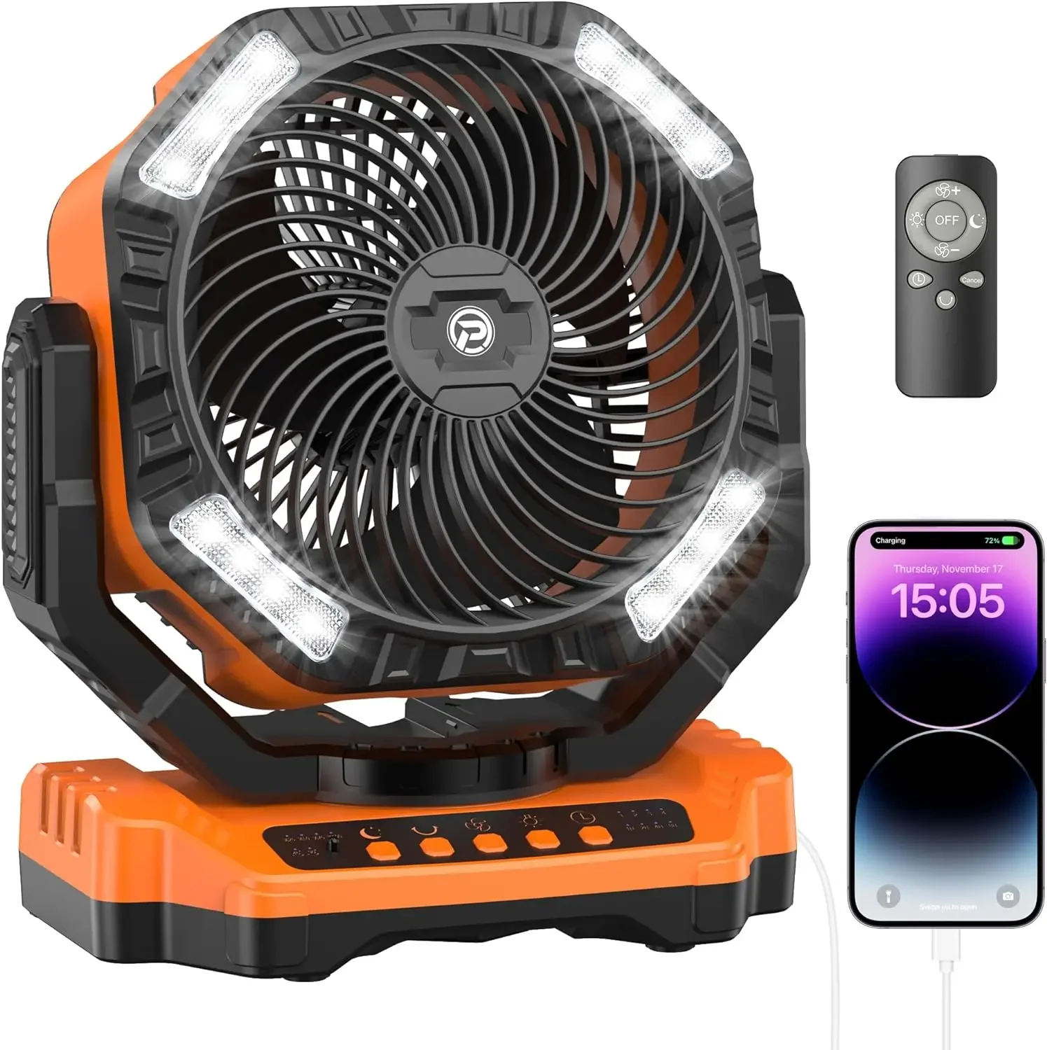 

40000mAh Rechargeable Fan Battery Operated Oscillating Outdoor Fan Battery Powered Table Fan for Home Hurricane Jobsite Garage