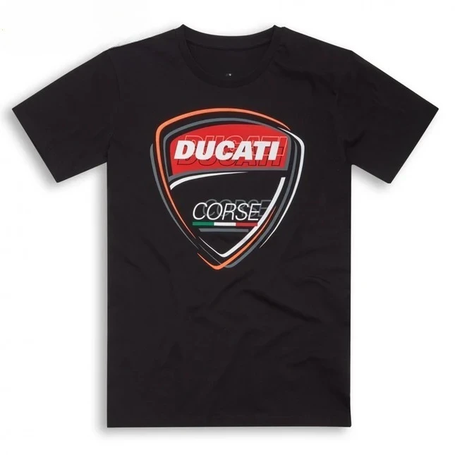 Herren Motorrad T-Shirt DUCATI CORSE Schild Logo Farbverlauf Grafik Kurzarm-Shirt Biker Rider Casual Motorrad Streetwear Oberteil – Detail 4