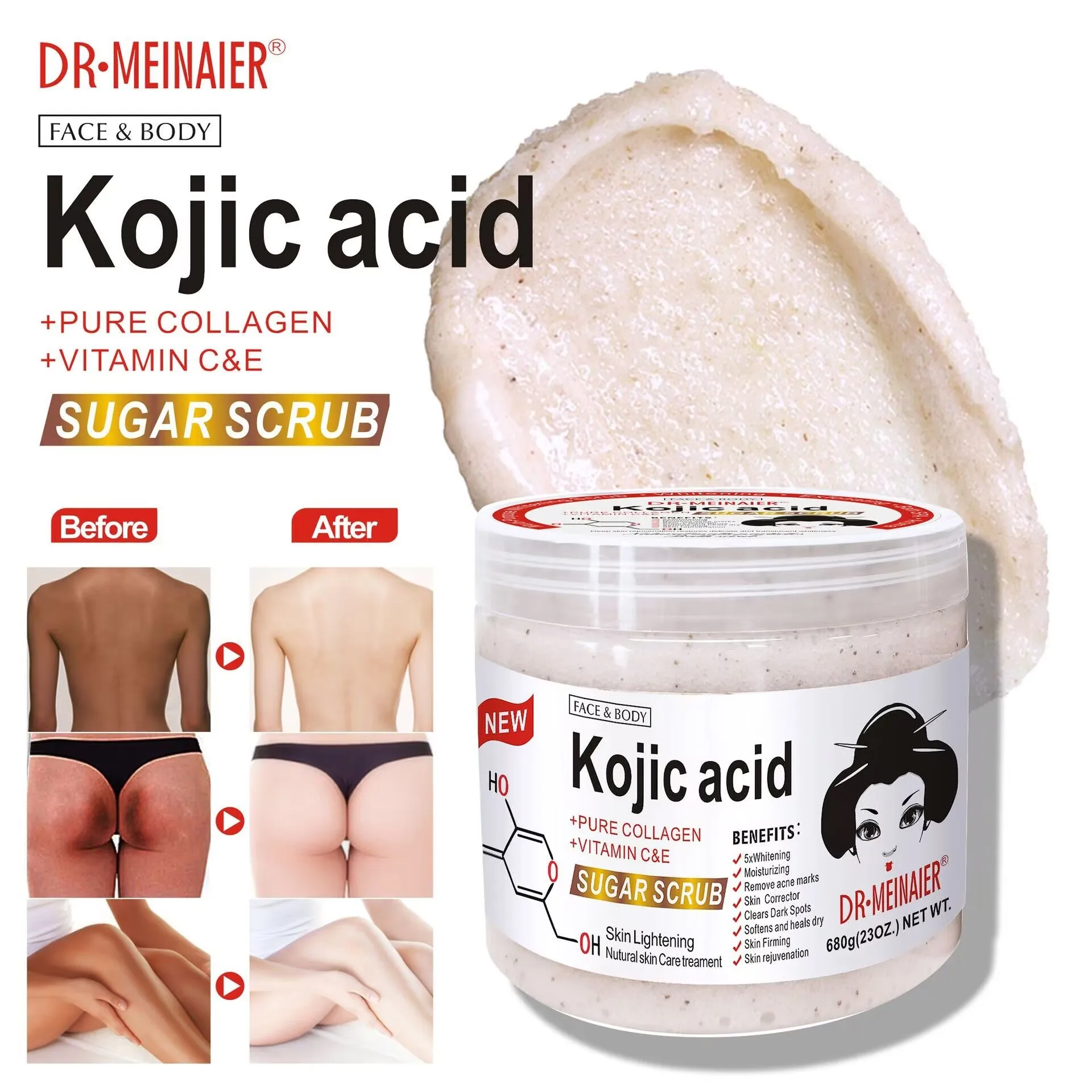 Azelaic Acid Sugar Scrub Brightening Moisturizing Exfoliating Scrub for Chicken Skin Azelaic Acid Bath Salt 650