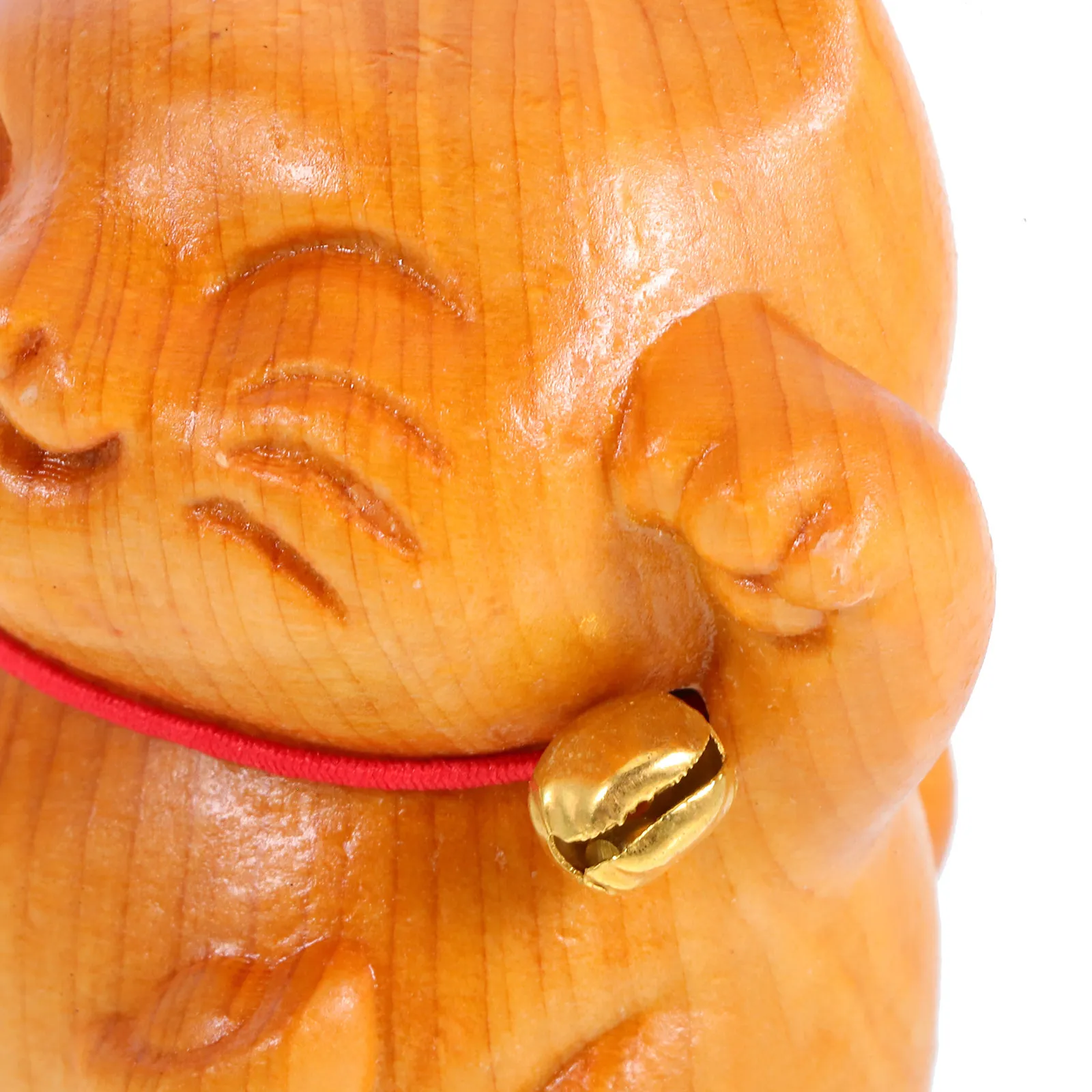 Hand-Carved Wooden Cat Statue Natural Grain Solid Wood Sculpture for Home Decor Lucky Waving Cat Asian Ornament