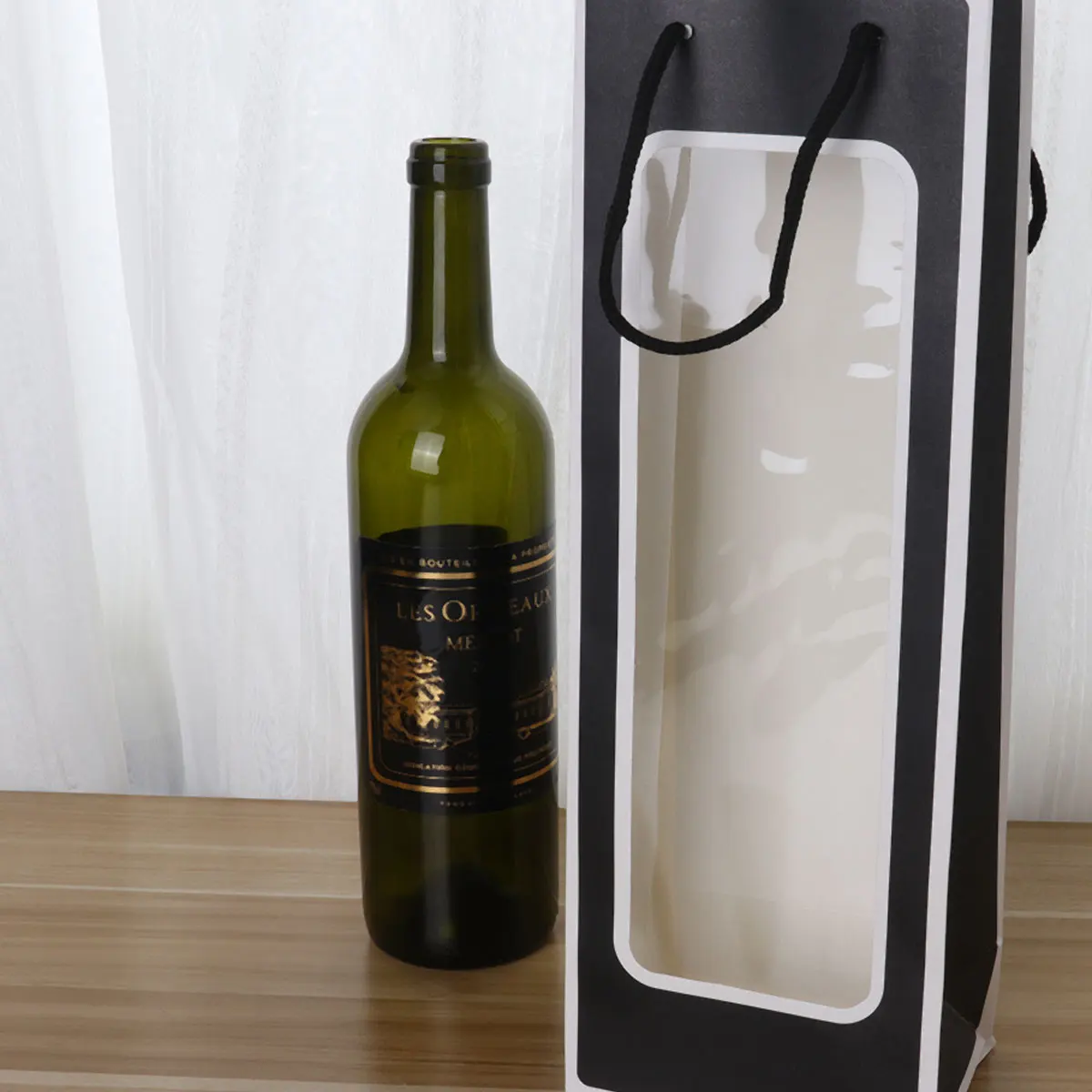 

12 Pcs Bag Carrier Bags Single Red Kraft Paper with Window Bottle Packaging