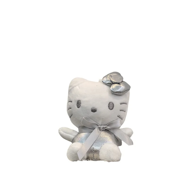 Olá kitty 50th aniversário prata-branco mochila pingente anime menina coração bonito boneca de pelúcia chaveiro presente das meninas