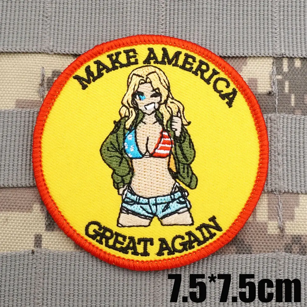 Sexy Girl Military Tactical Embroidered Patches  Armband Backpack Badge with Hook Backing for Clothing