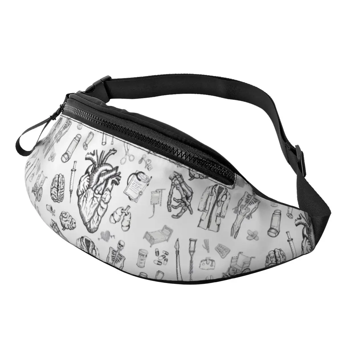 

Custom Casual Human Anatomy Printed Fanny Pack for Running Men Women Crossbody Waist Bag Phone Money Pouch
