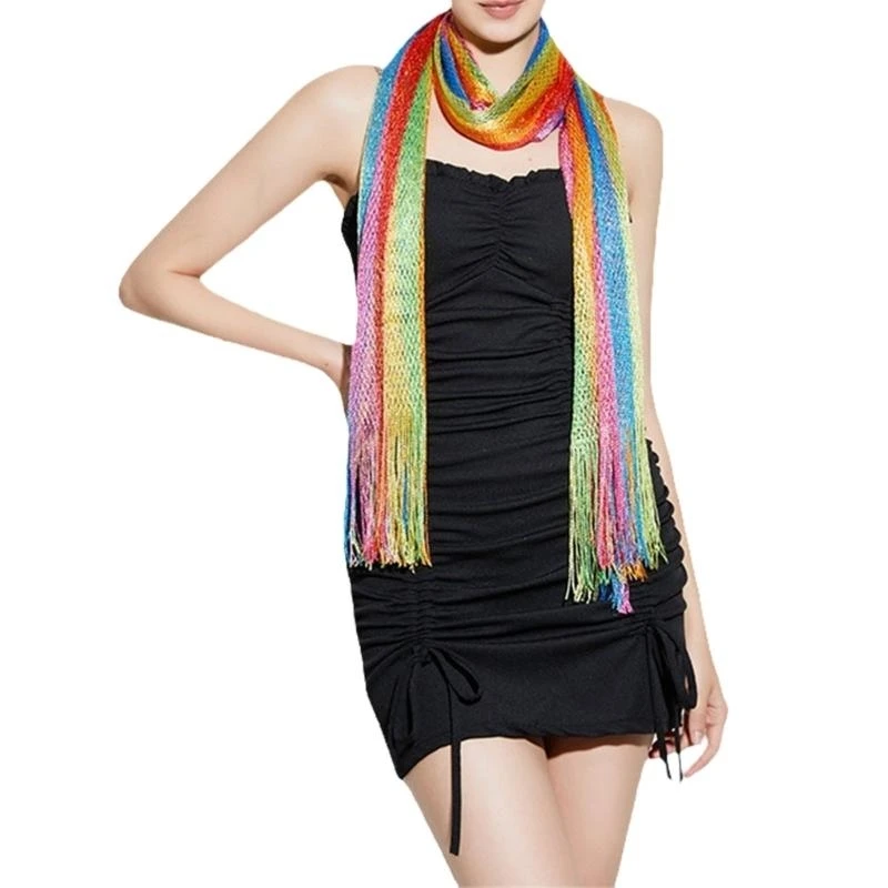 5ASD Живой радужный полосатый шарф Стильный шаль пляж Солнцезащитный крем.