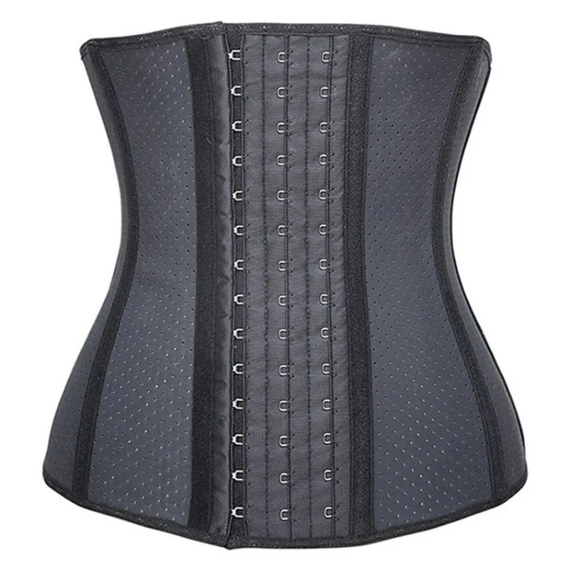 Mesh Steel Boned Rubber Waist Belt Cincher Corset Plastic Body Breathable Exercise Fitness Postnatal Abdominal Belt 30cm9pillars