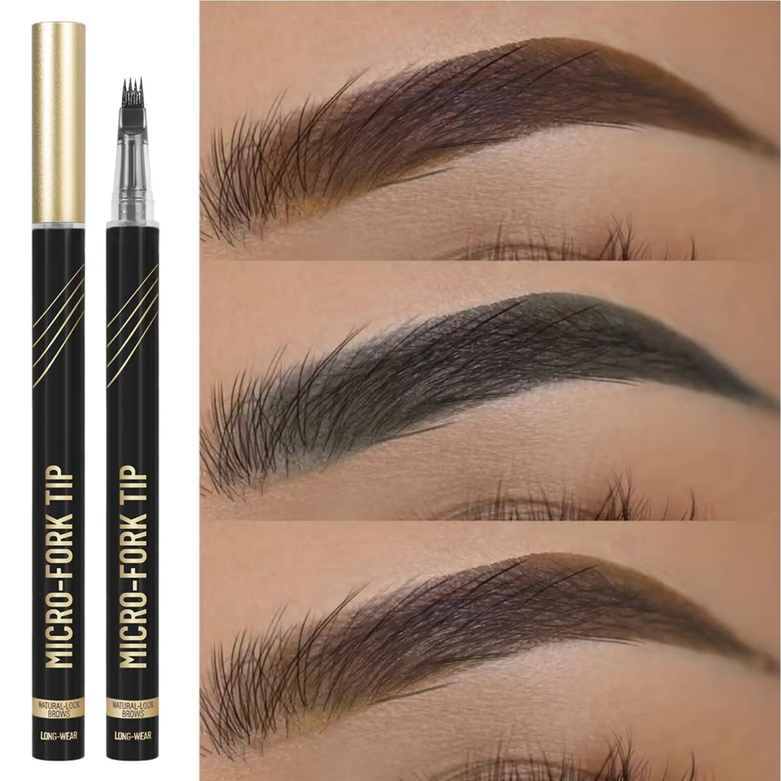 1 Stück wasserfester Augenbrauenstift – 4 geteilte Spitzen, für wilde Augenbrauen, langanhaltend ohne Verschmieren, Make-up für Anfänger, flüssiger Augenbrauenstift