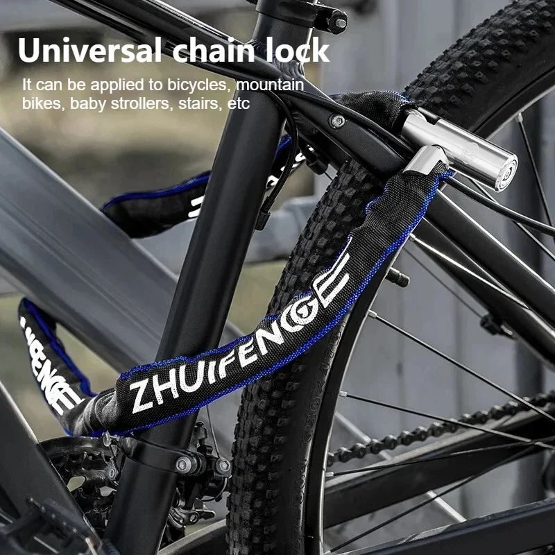 

The bicycle anti-theft lock has strong security. Universal chain lock, mountain bike anti-theft lock, road bike anti-theft lock