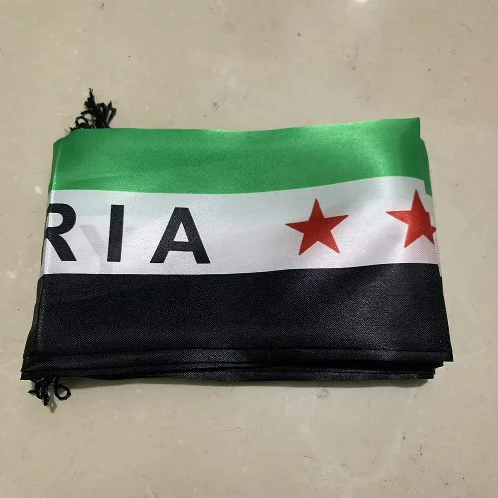 Syria Double Sided Tassel Small Hanging Flag Office Table Flag Syrian Arab Republic Three Star Flag Decoration