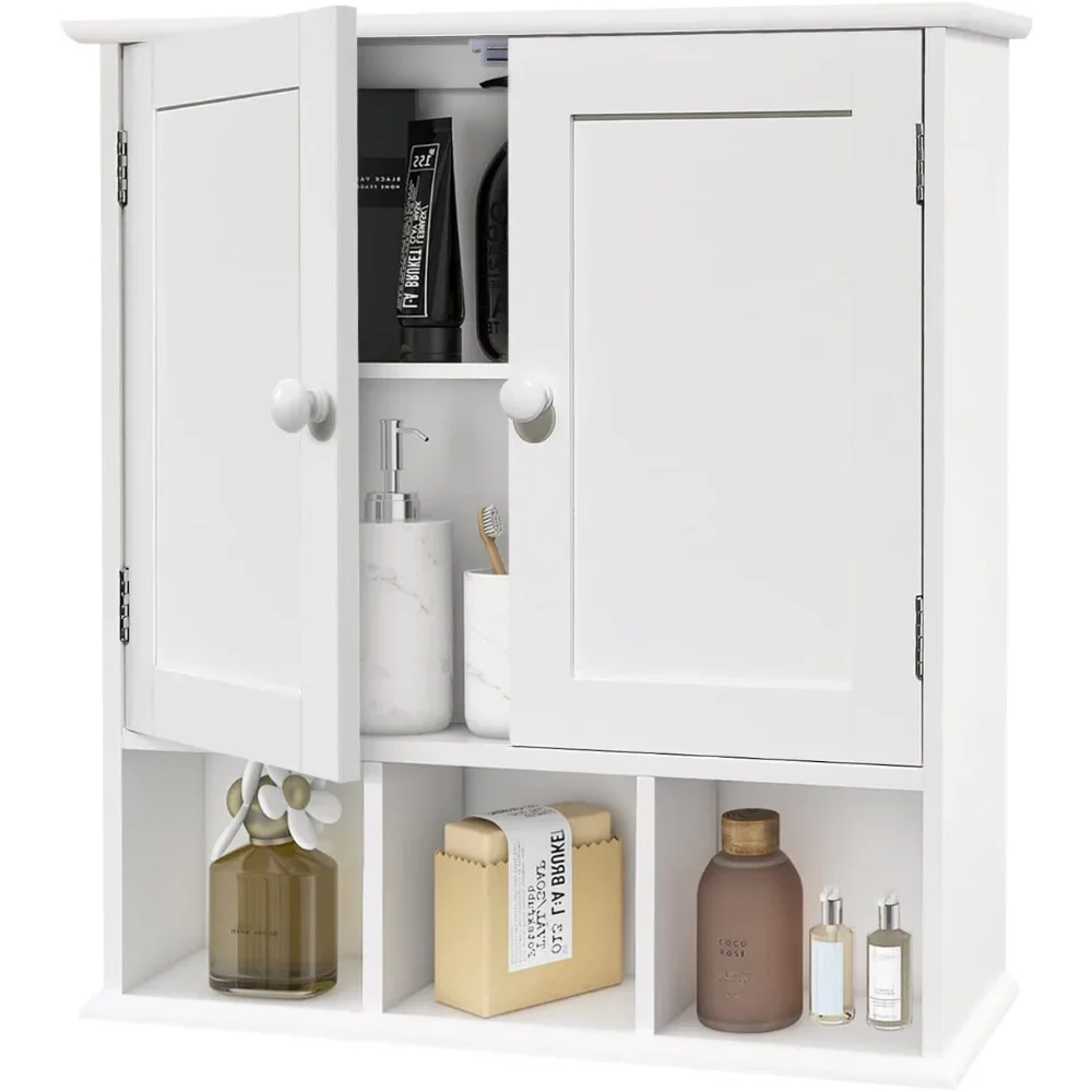 

Bathroom Wall Cabinet with 2 Door Adjustable Shelves,Over The Toilet Storage White Wall Mounted Medicine Cabinets