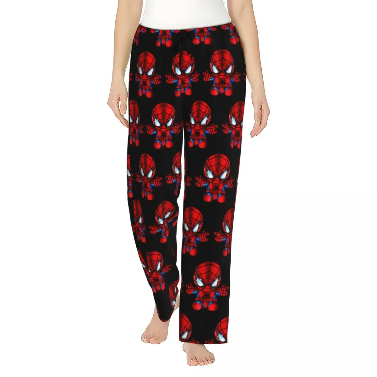 Custom Printed Animated Anime Spider Man Pajama Pants for Women Spider Sleep Sleepwear Bottoms with Pockets