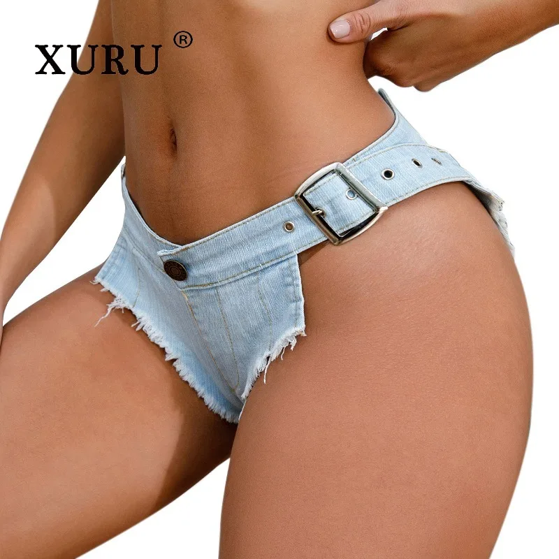 XURU - European and American New Women's Low Waist Sexy Jeans, Spicy Girl Looks Thin and Elastic Summer Denim Shorts Hot Pants