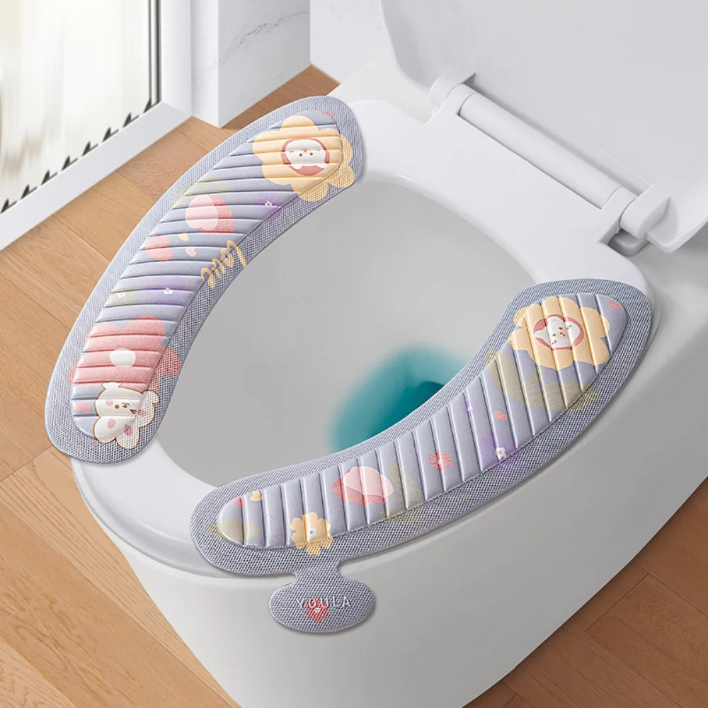 Waterpoof Toilet Seat Cover Soft Cartoon Closestool Mat Cute Washable Toilet Sticky Seat Pad Home