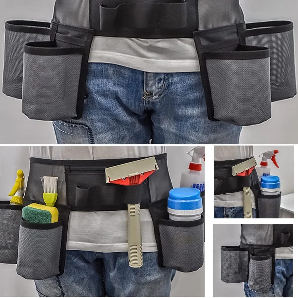 Oxford Cleaning Waist Pouch Heavy Duty Bottle Holster Belt Waist Tools Bag Belt Apron Working Tool Gardening Tool Waist Bag