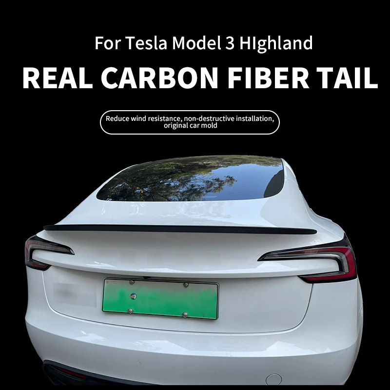 For Tesla Model 3 Highlander 2024 Spoiler Carbon Fiber Rear Trunk Wings 2023 2022 2021-2017 Model 3 Auto Accessories