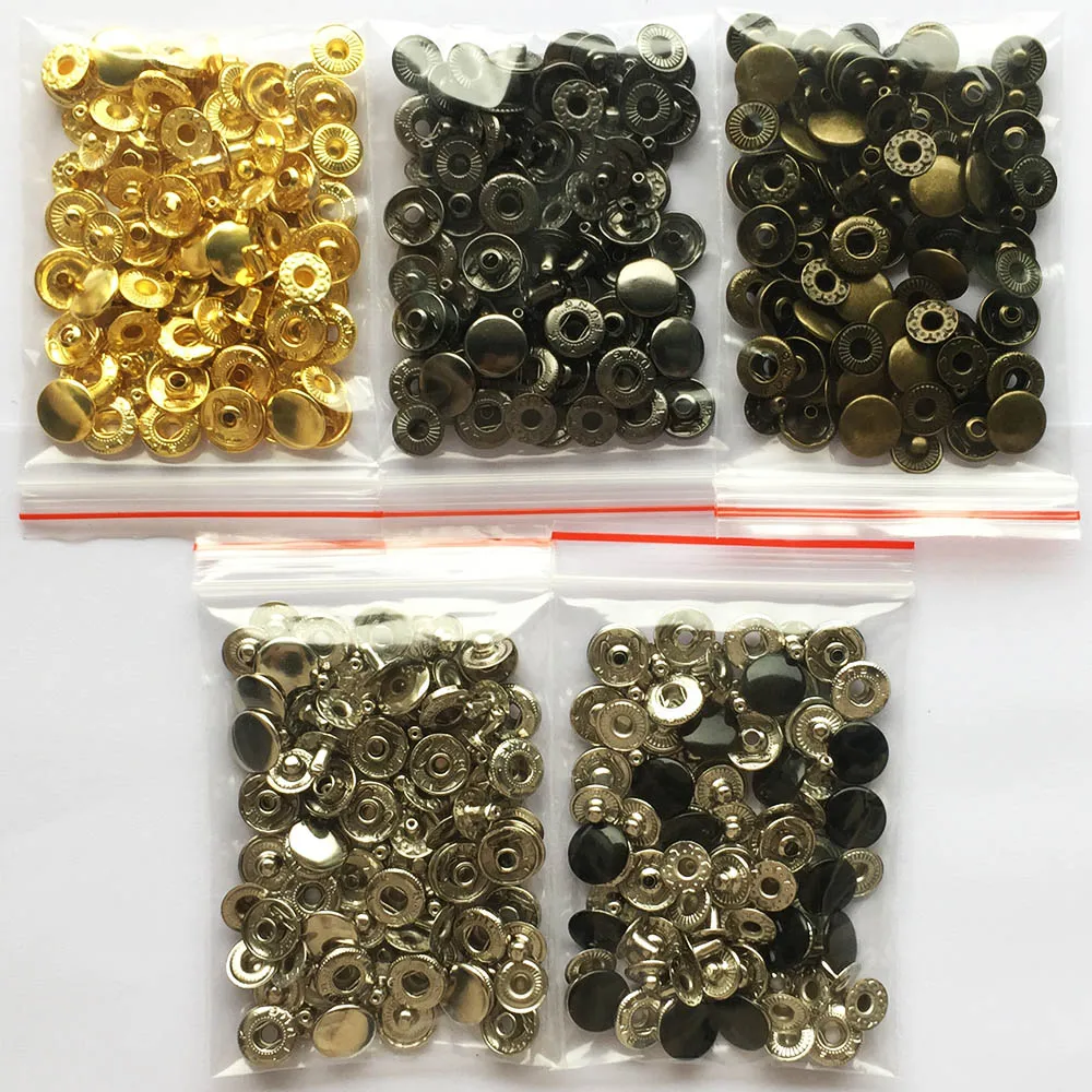 50set Leather Snap Fasteners Kit,10mm 12mm 15mm Metal Button Snaps Press Studs,4 Install Tools, Leather Snaps for Clothes