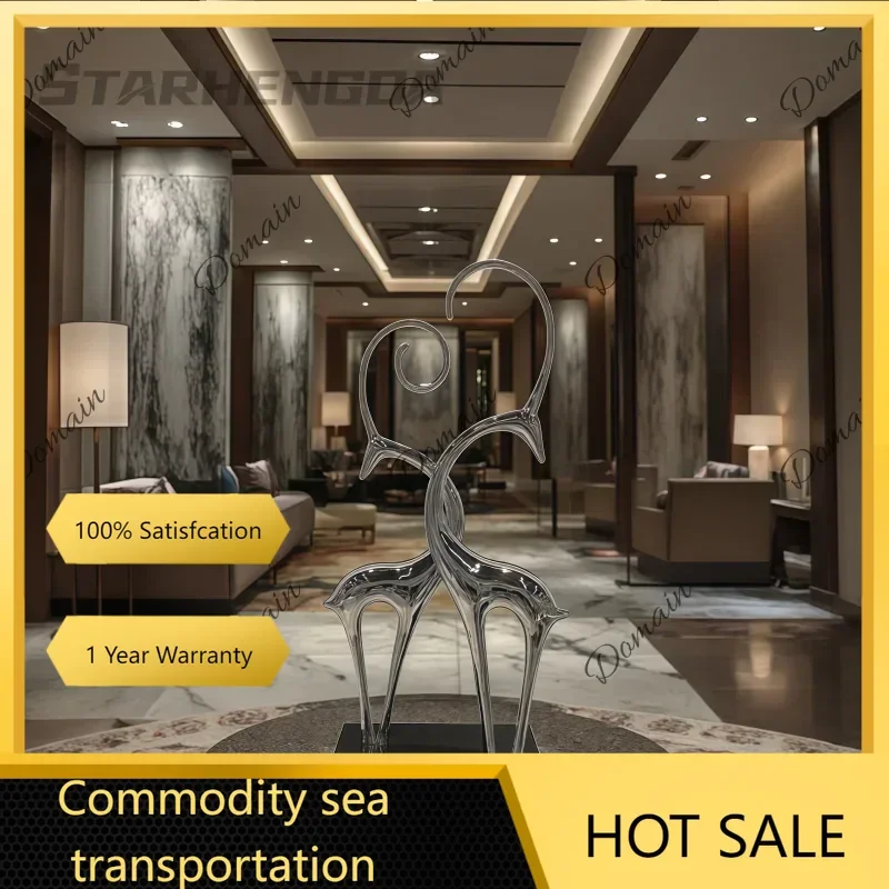 Modern Abstract Stainless Steel Sheep Sculpture - Interior Living Room Corridor Hotel Shop Artistic Living Decor