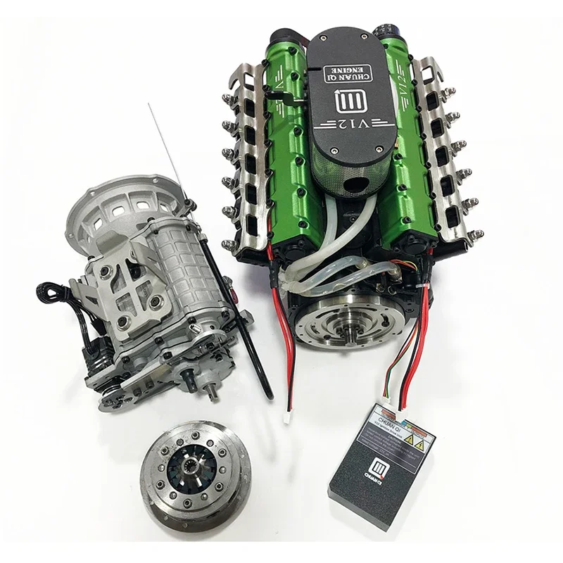 49.89CC V12 Four Stroke Gasoline Engine with Gearbox Metal Internal Combustion Engine Suitable for Modified RC Car Adult Toys