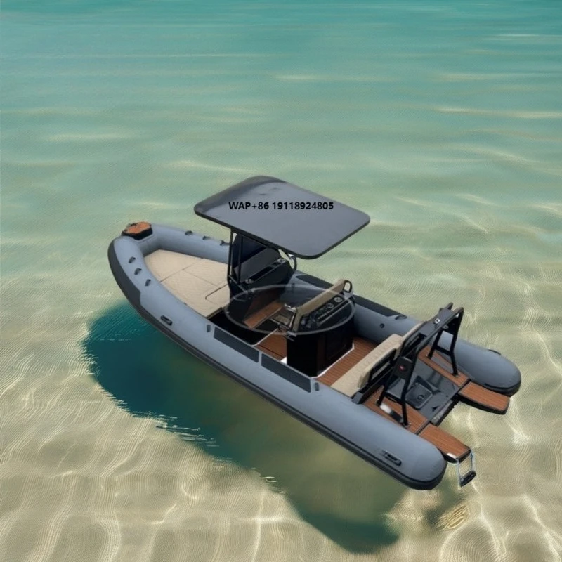 Hedia Luxury PA650 21FT Aluminum Rib Boat Hypalon Rigid Inflatable Boat Waterplay Crafts Inflatable Boat With Motor Cabin