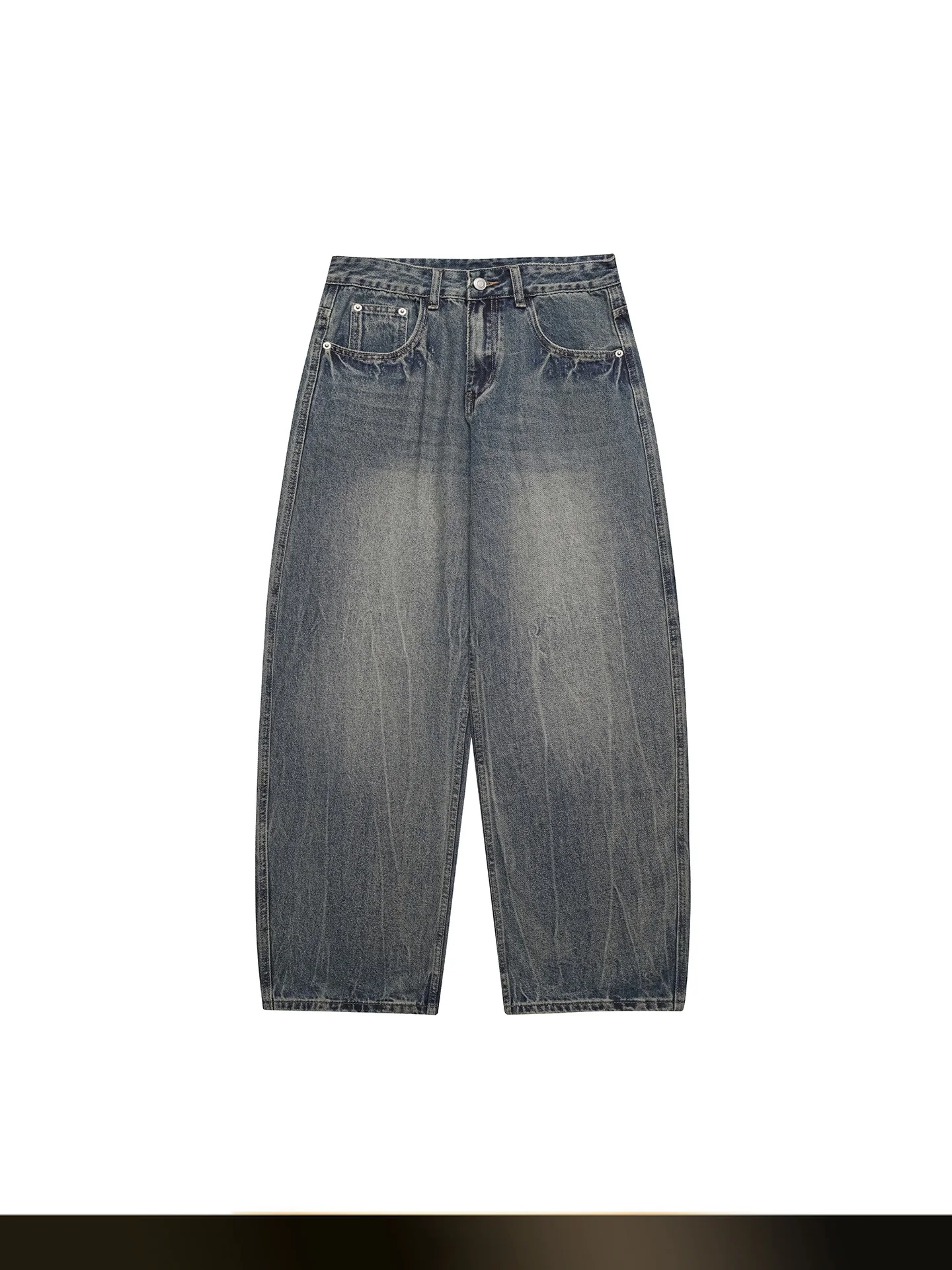 

Retro Waed Jeans Loose Straight Leg Wide Leg Pants Autumn High Street Sle Men's Casual Cotton Blend Trousers