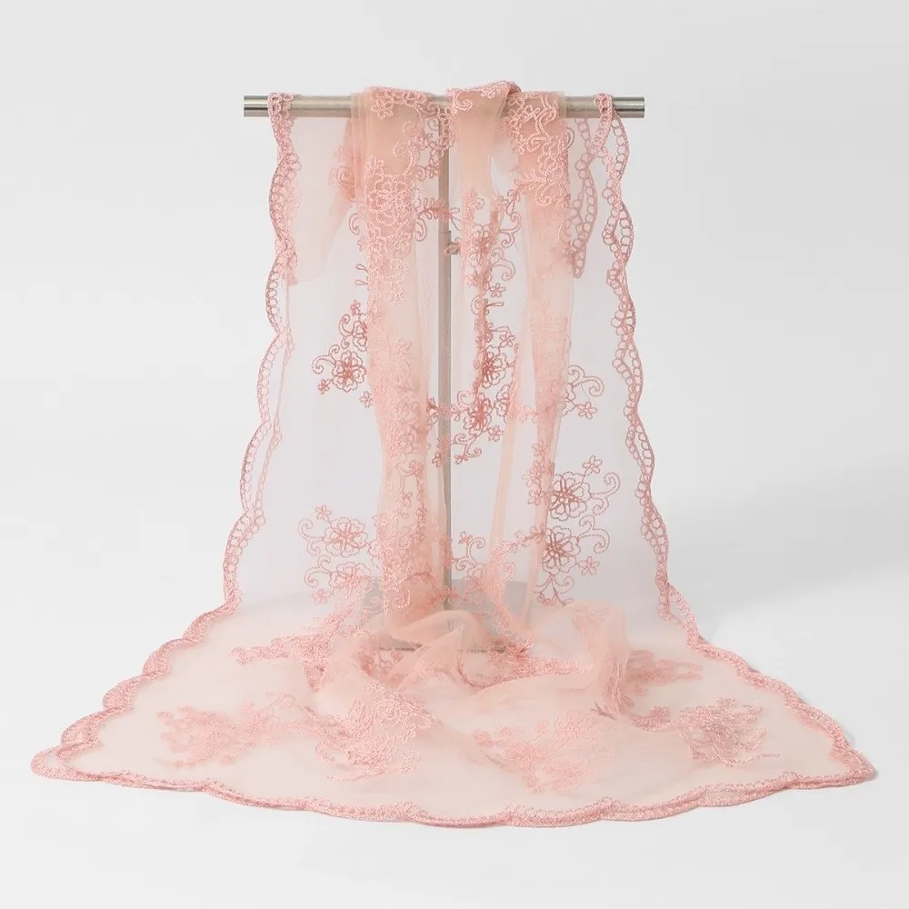 

Literary Retro Women's Lace Scarf Korean Version Long Sunscreen Shawl Embroidered Flower Female Headscarf