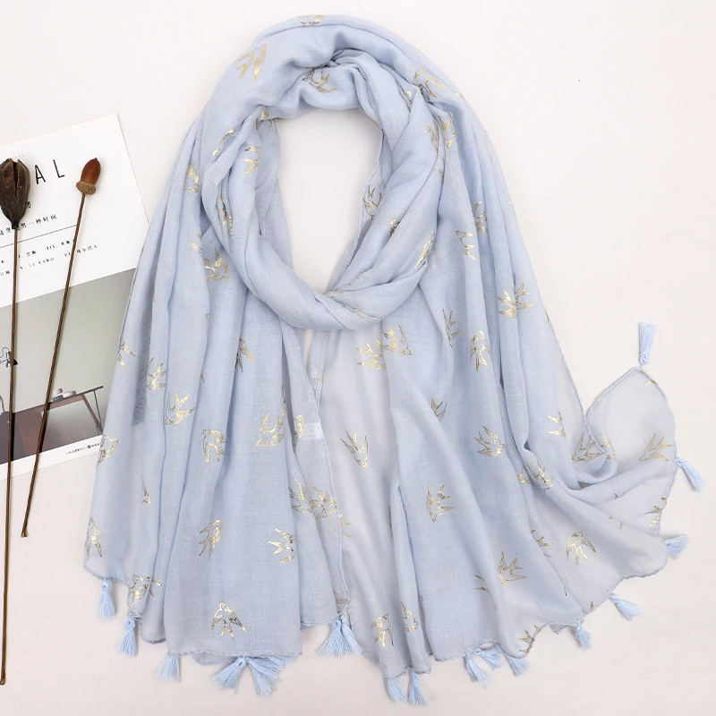 

Solid Color Muslim Head Scarf Shawls Women Preal Cotton and Wraps Pashmina Bandana Female Foulard Star Hijab Stores