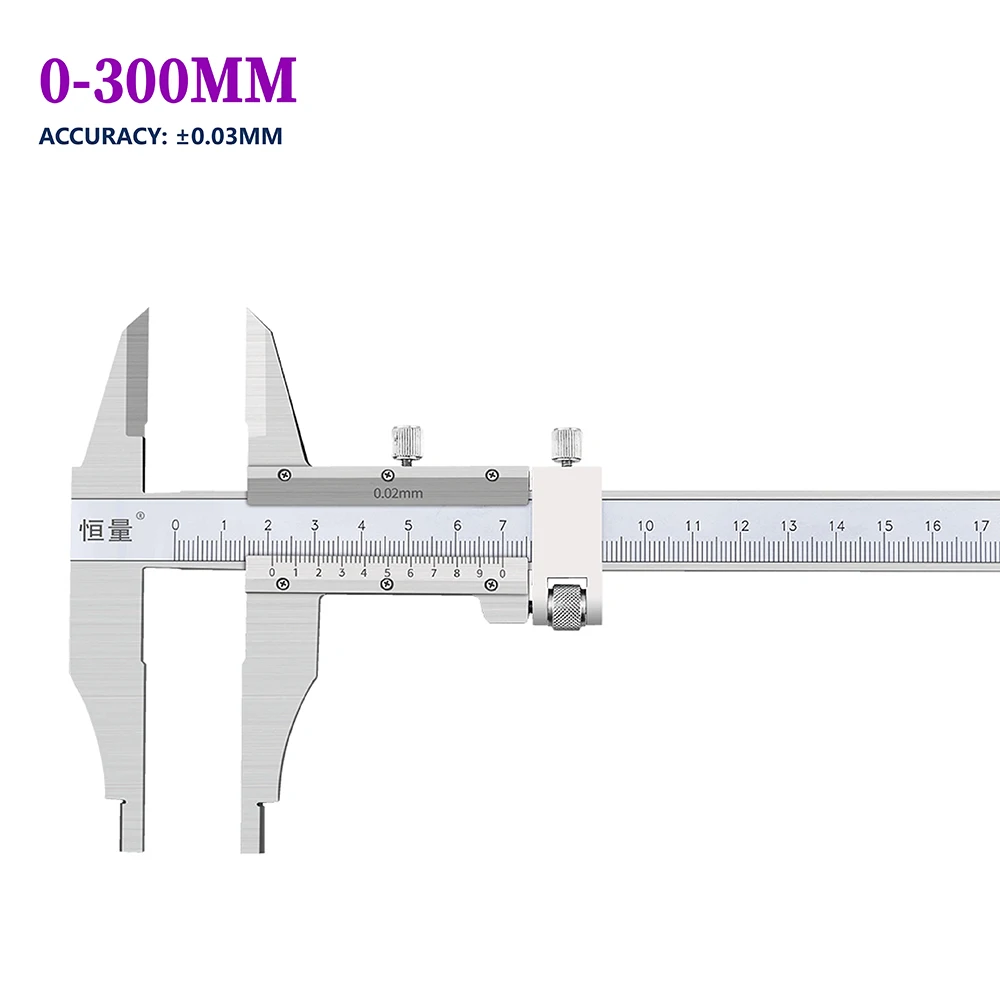 Double Outer Jaws Vernier Caliper Integral Stainless steel Caliper 0-300mm Measuring Tool Split Vernier Caliper 4CR13 Caliper