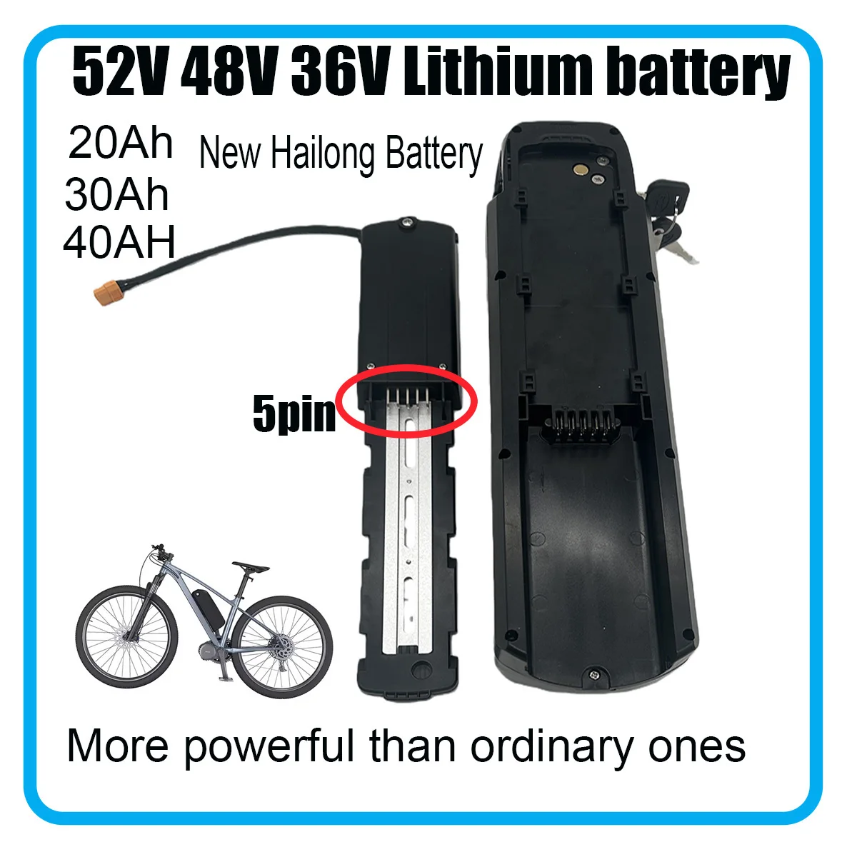 

52V 48V 36V ﻿High quality 30Ah New Hailong Battery Pack For Motor 750W/1200W BMS Built in Power Battery 100% original +Charger