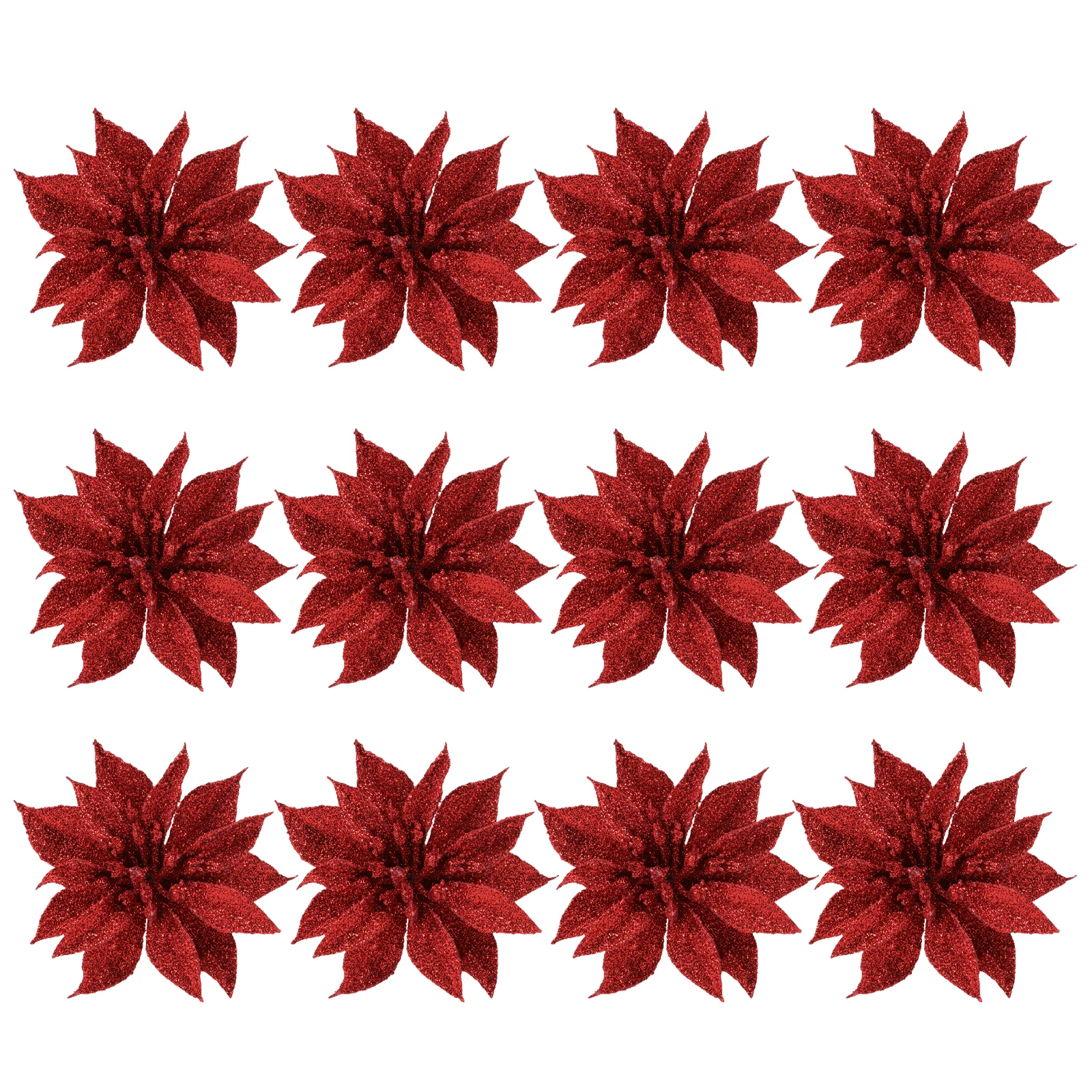 

12 Pcs Christmas Tree Pendant Home Decor Fairy Party Supplies Cloth Flower Fabric