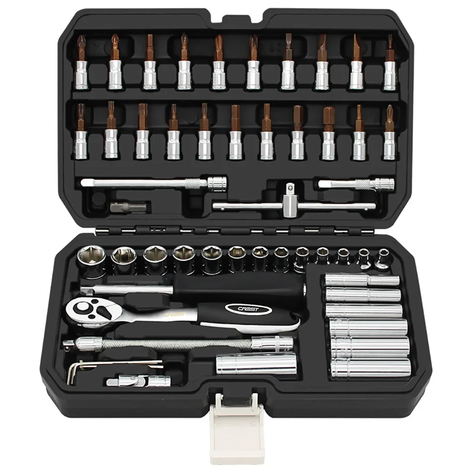 1/4-Inch Socket Wrench 53 Pcs Set Ratchet Spanner Professional Bicycle Car Repair Tool Kits