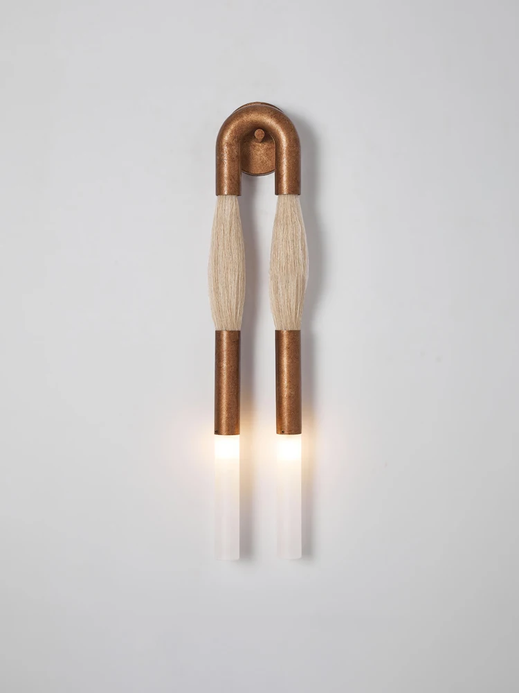 

French light luxury modern living room background wall lamp designer