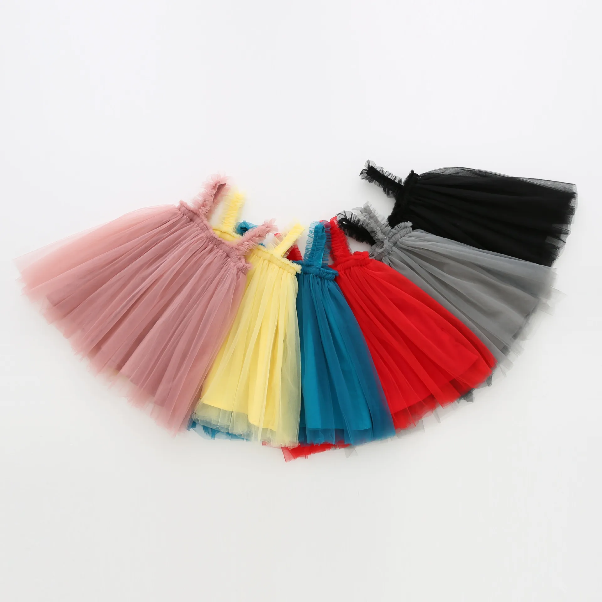 Baby Girl Clothes Rainbow Colorful Summer Pleated Toddler Kids Suspenders Dress Baby Tutu Dresses Children Birthday Princess Dre