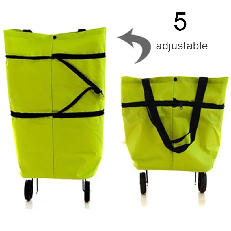 2 In 1 Portable Foldable Shopping Cart Multifunction Telescopic Storage Bag With Wheel