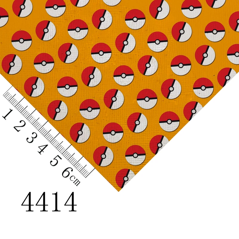 A4 sheet 20*33CM Cartoon Pokemon Pikachu Printed Faux Synthetic Leather sheet Fabric For Earrings Bows DIY Material image 2