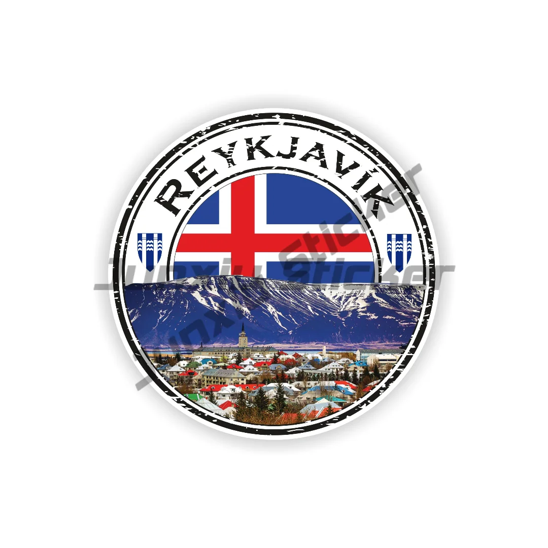 

Reykjavik Iceland Seal Sticker Round Heavy Duty Vehicle Sticker For Door SUV Weatherproof Decoration Auto Accessories Exterior