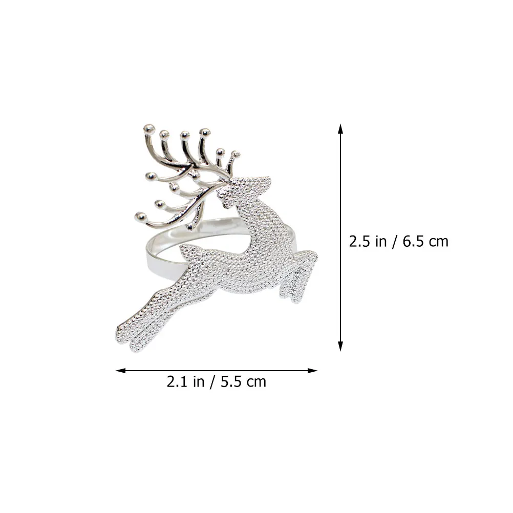 

4pcs Christmas Xmas Elk Alloy Party Holders Table Setting Decoration Reindeer Ring Set Festival Holiday Decorations Elk Deer