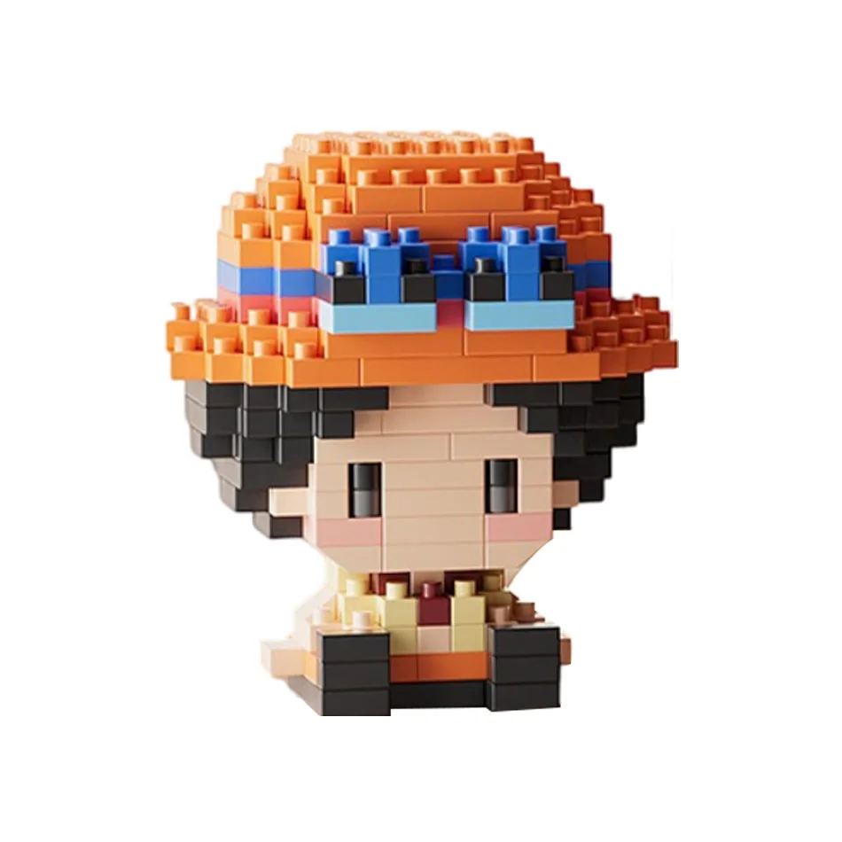 Beliebte ONE PIECE Sonnengott Nika Luffy Micro Action Block Chopper Ace Buggy 3D Anime Modell Bausatz Mini Bausteine Figuren Spielzeug als Geschenk