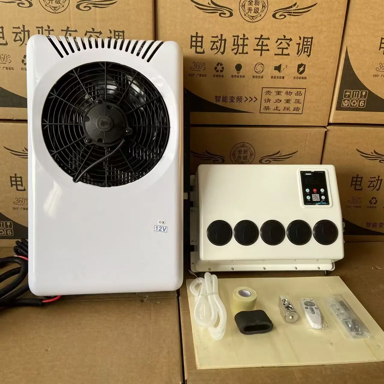 

Factory Mini 12V/24V DC Split Parking Air Conditioner 2200W 9600btu Battery-Powered Unit for Heavy Duty Truck Sleeper Cabin