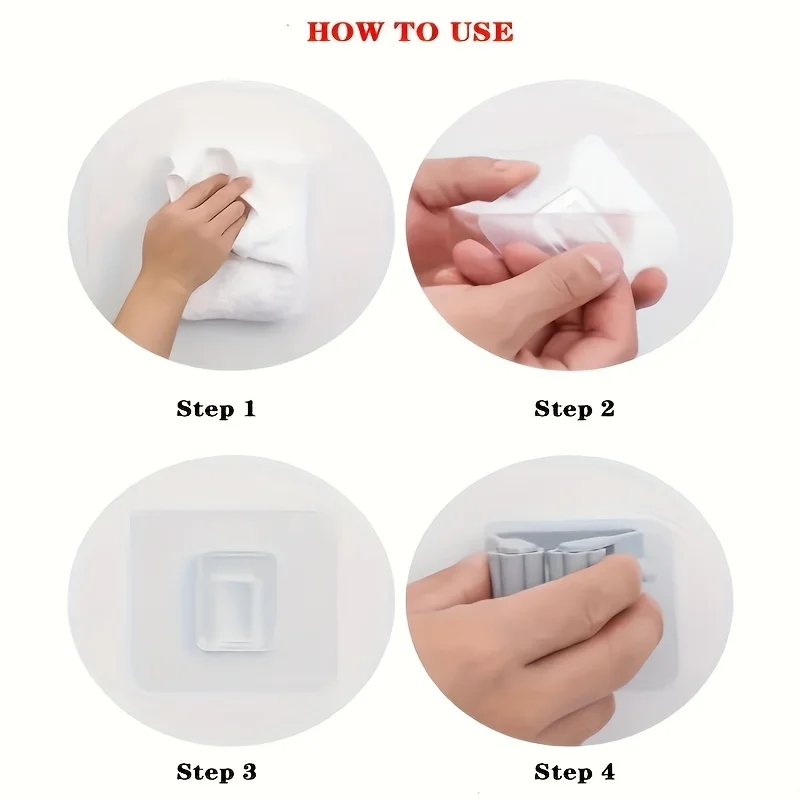 3PCS Easy To Install Wall Mounted Mop Holder Mop Clamp Suction Hook For Kitchen And Bathroom Space Saving Design