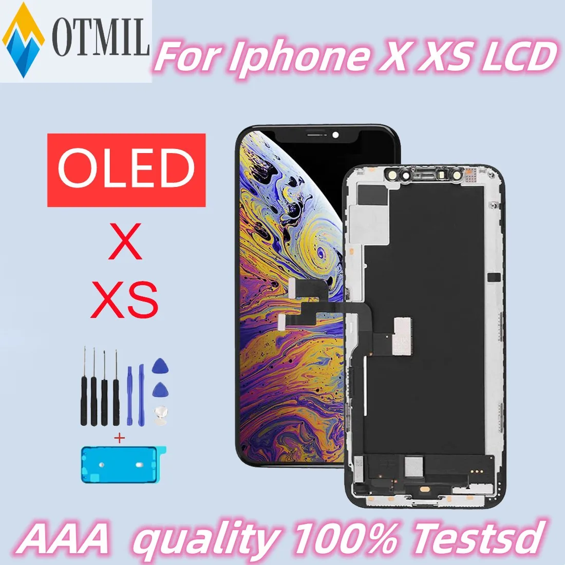 100% Test For Iphone X OLED LCD Display Touch Screen For iPhone XS LCD Touch Digitizer Assembly Replacement ss 905a 7 0 for iphone 6 13 and sam series power boot control line cable power test boot cable added battery boot function