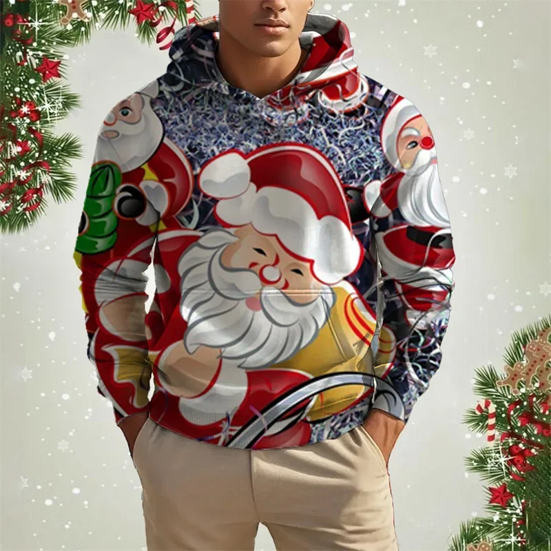 

Men's Christmas Reindeer Winter Pattern Hoodie Casual Long Sleeve Loose Pullover Hoodie Unisex Sports Sweatshirt