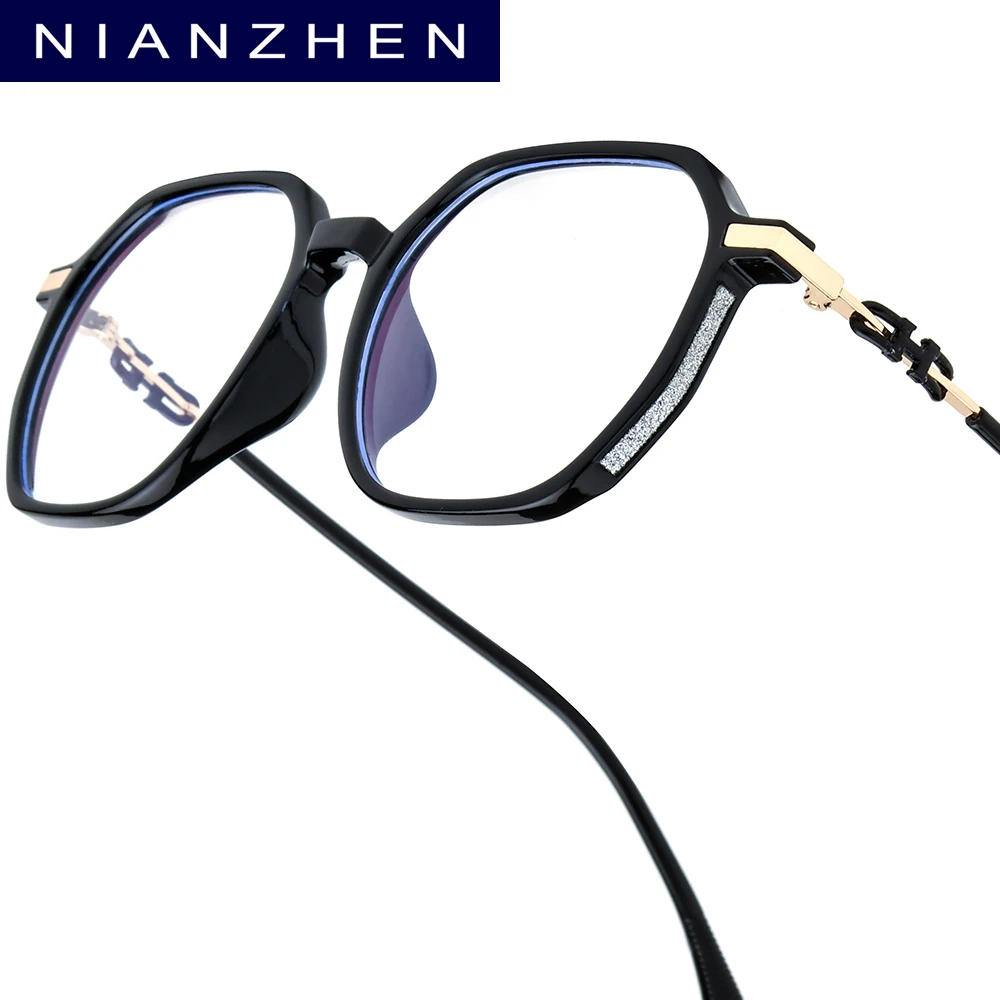 NIANZHEN TR90 Eyeglasses Frame Women Brand Design Polygon Glasses Men Retro Vintage Ultralight-Weight Eyewear Spectacles 3099