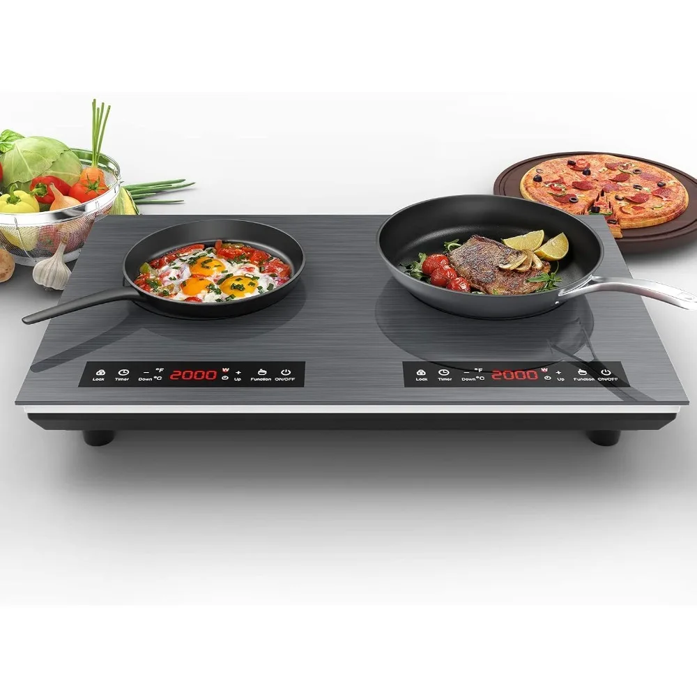 

Double Induction Cooktop,Electric Cooktop, Induction Stove Top with 9 Levels Settings with Child Safety Lock & Timer 2 Burner