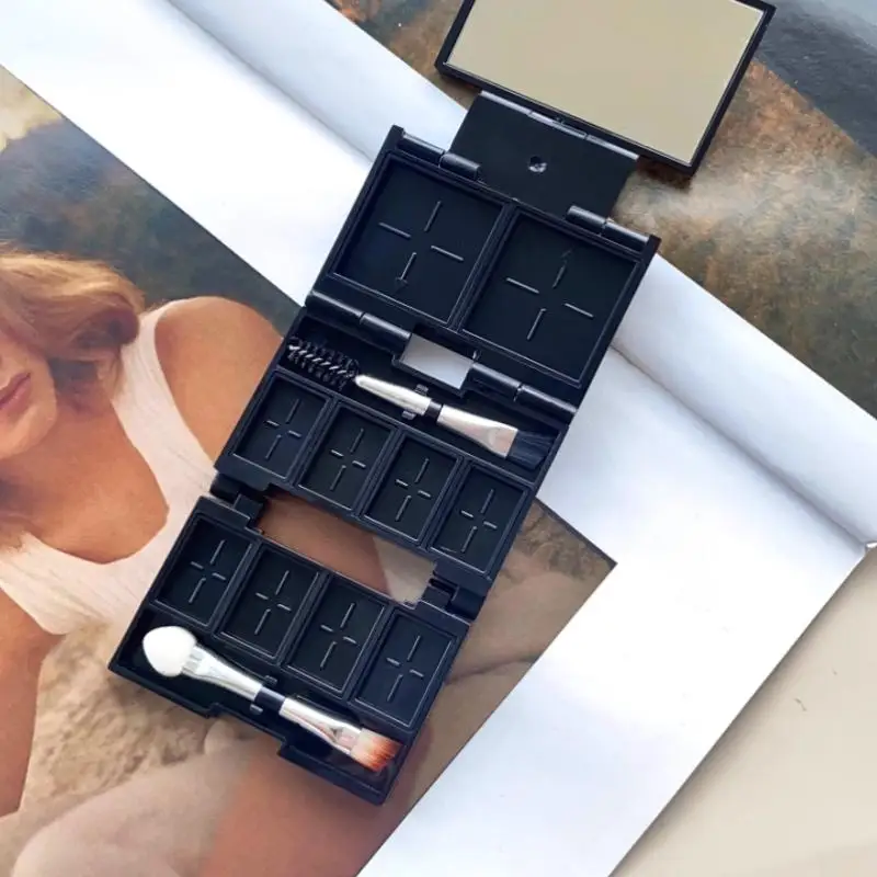 HUA HUA Mini tragbare faltbare Kombinationspalette Make-up Lidschatten Lippenstift Rouge Verpackungsbox leere Palette Kosmetik